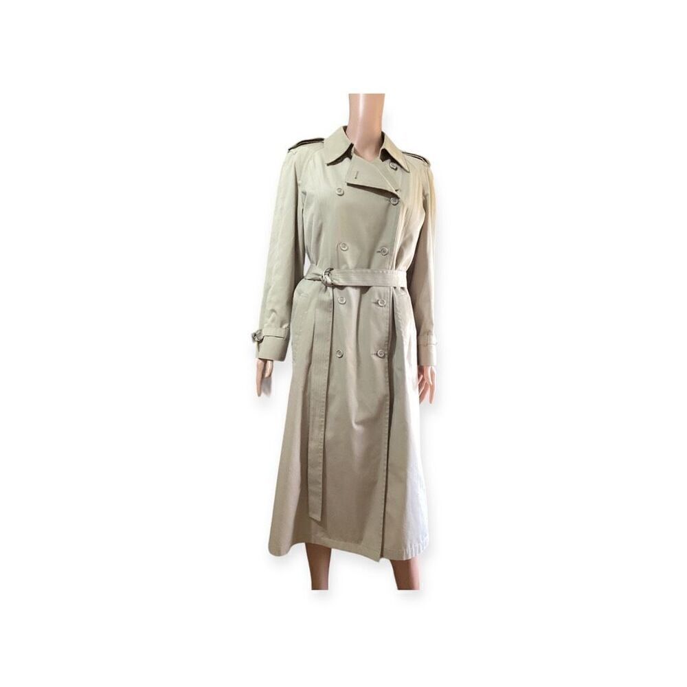 London Fog Women’s Khaki Beige Fleece Lined Double Breasted Trench 12R